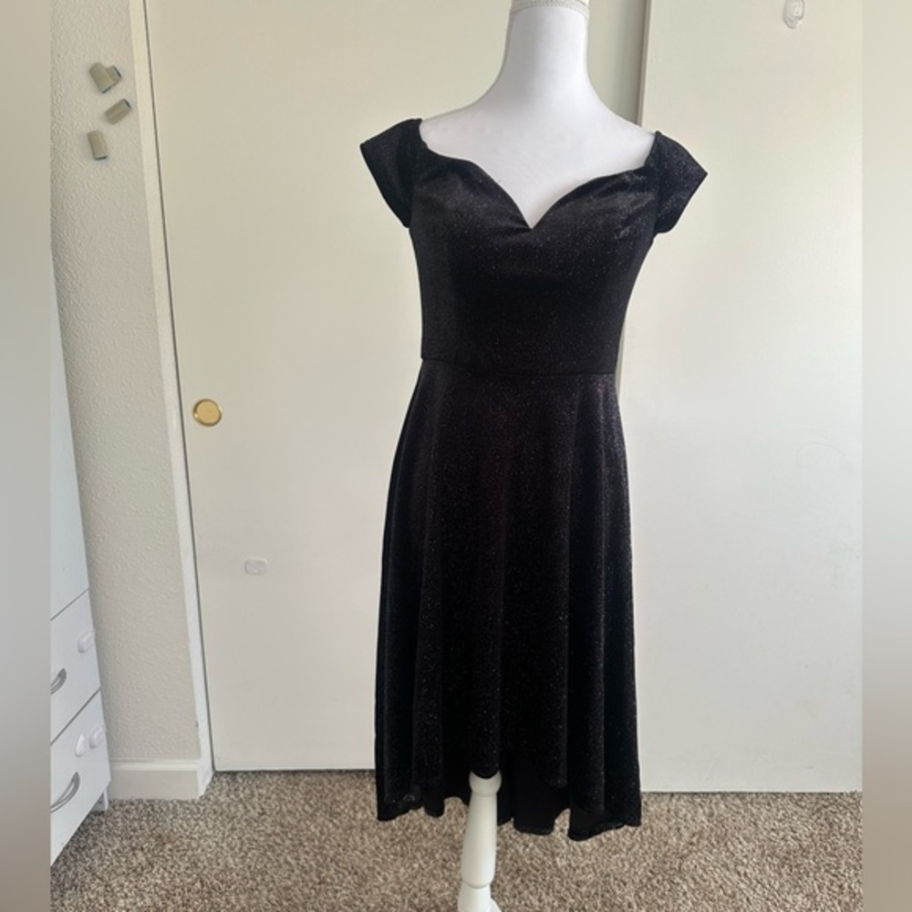 Elegant Black High-Low Off-Shoulder Dress
